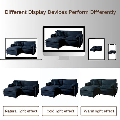 109.45 Chenille Upholstered U-Shaped Modular Sectional Sofa with Double-Layer Cushions, DIY Combination