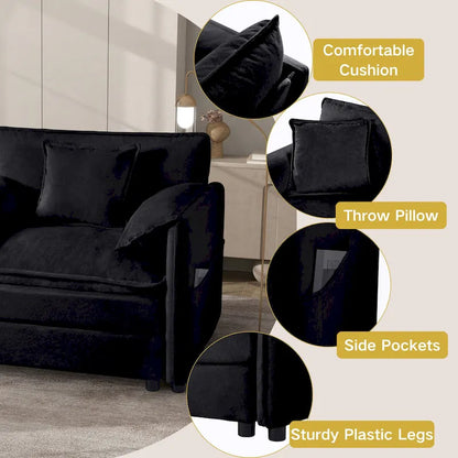 109.45 Chenille Upholstered U-Shaped Modular Sectional Sofa with Double-Layer Cushions, DIY Combination