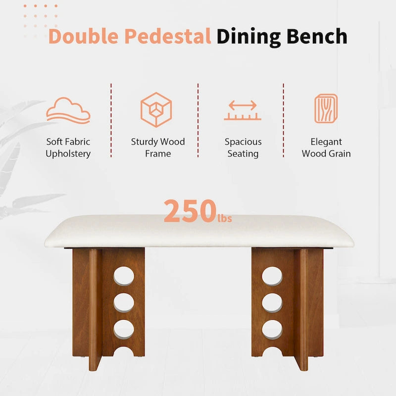 Modern Double Pedestal 6-Piece Dining Table Set with 4 Dining Chairs & 1 Bench