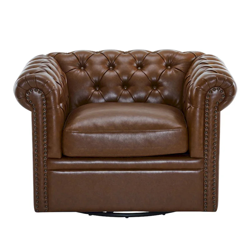 Christopher Knight Home - Chesterfield Swivel Club Chair with Deep Button Tufting and 360-Degree Rotation
