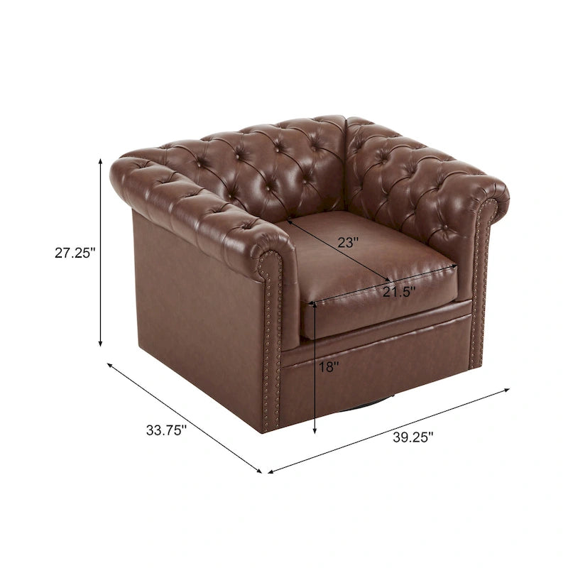Christopher Knight Home - Chesterfield Swivel Club Chair with Deep Button Tufting and 360-Degree Rotation
