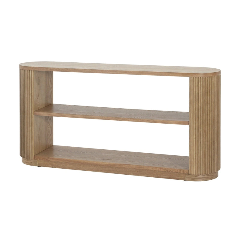 Modern Entryway Console Table - Slim Sofa Table with Open Shelf & Elegant Wood Grain, Multi-Functional Hallway Table