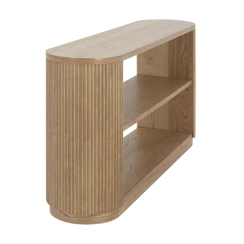 Modern Entryway Console Table - Slim Sofa Table with Open Shelf & Elegant Wood Grain, Multi-Functional Hallway Table