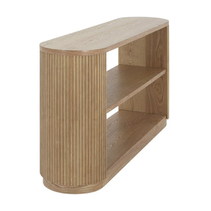 Modern Entryway Console Table - Slim Sofa Table with Open Shelf & Elegant Wood Grain, Multi-Functional Hallway Table