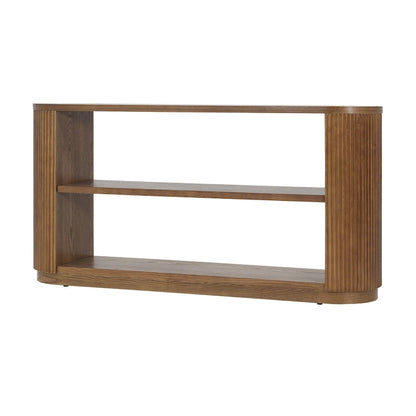 Modern Entryway Console Table - Slim Sofa Table with Open Shelf & Elegant Wood Grain, Multi-Functional Hallway Table