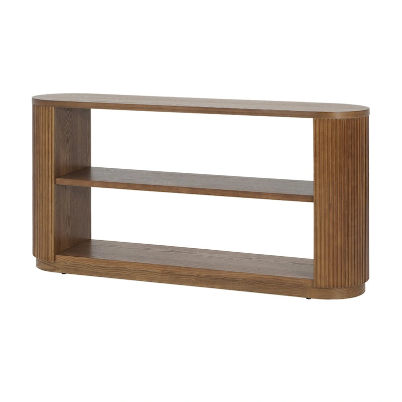Modern Entryway Console Table - Slim Sofa Table with Open Shelf & Elegant Wood Grain, Multi-Functional Hallway Table