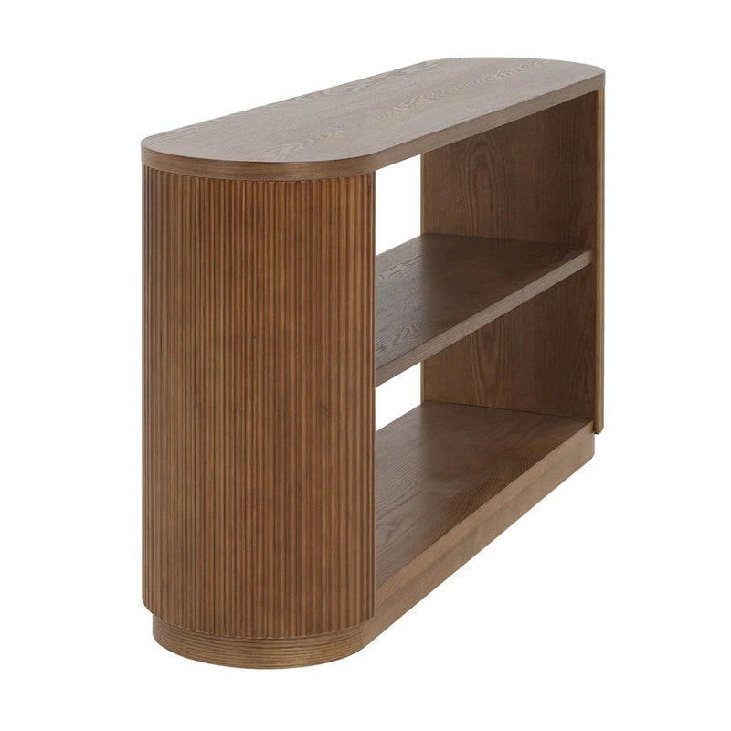 Modern Entryway Console Table - Slim Sofa Table with Open Shelf & Elegant Wood Grain, Multi-Functional Hallway Table