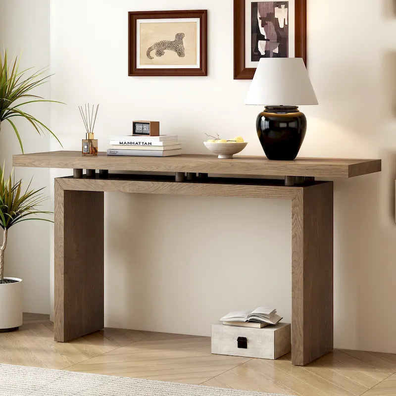 59 Floating Console Table with Ash Veneer