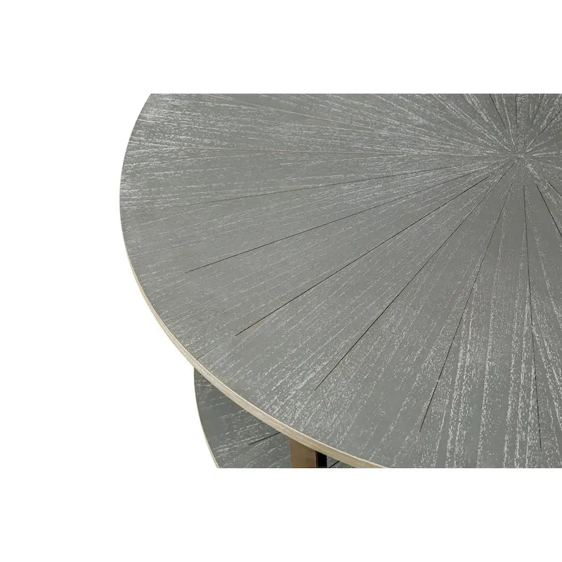 31.5 Farmhouse Round Coffee Table with 2-Tier Storage & Metal Leg