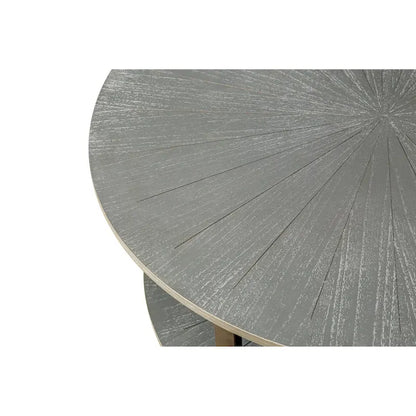 31.5 Farmhouse Round Coffee Table with 2-Tier Storage & Metal Leg