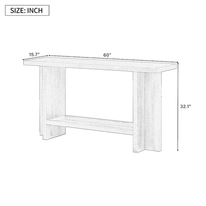 Roomfitters Vintage-Inspired Console Table, Ash Wood Veneer with T-Leg Design for Study, Entryway, Hallway, Living Room