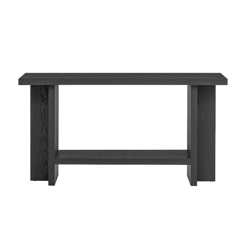 Roomfitters Vintage-Inspired Console Table, Ash Wood Veneer with T-Leg Design for Study, Entryway, Hallway, Living Room