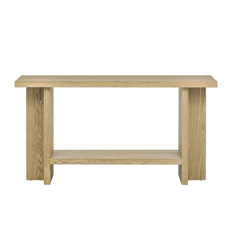 Roomfitters Vintage-Inspired Console Table, Ash Wood Veneer with T-Leg Design for Study, Entryway, Hallway, Living Room