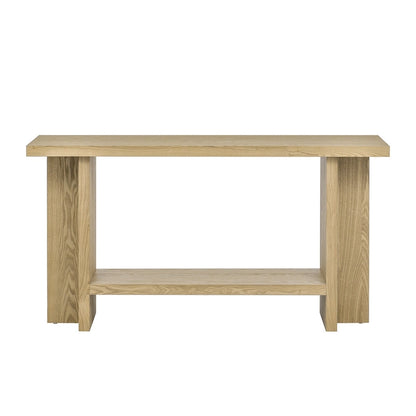 Roomfitters Vintage-Inspired Console Table, Ash Wood Veneer with T-Leg Design for Study, Entryway, Hallway, Living Room
