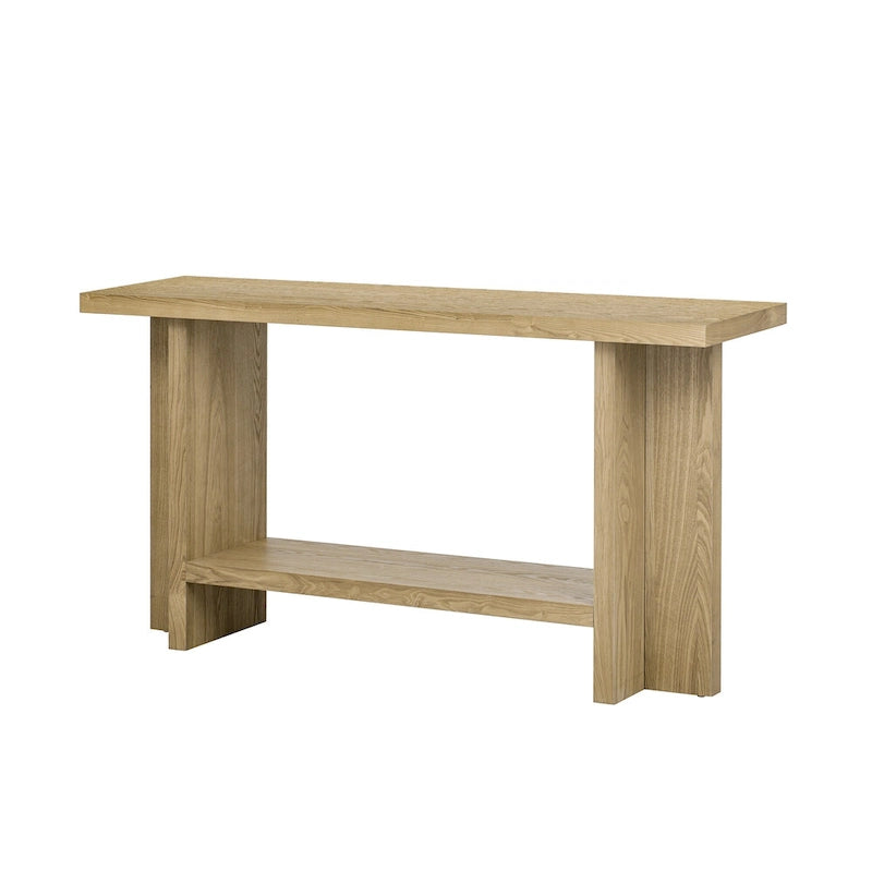 Roomfitters Vintage-Inspired Console Table, Ash Wood Veneer with T-Leg Design for Study, Entryway, Hallway, Living Room