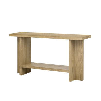 Roomfitters Vintage-Inspired Console Table, Ash Wood Veneer with T-Leg Design for Study, Entryway, Hallway, Living Room