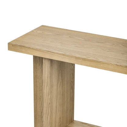 Roomfitters Vintage-Inspired Console Table, Ash Wood Veneer with T-Leg Design for Study, Entryway, Hallway, Living Room