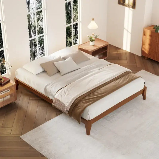 Solid Dry Bamboo Wood Platform Bed Frame by Harper&Bright Designs