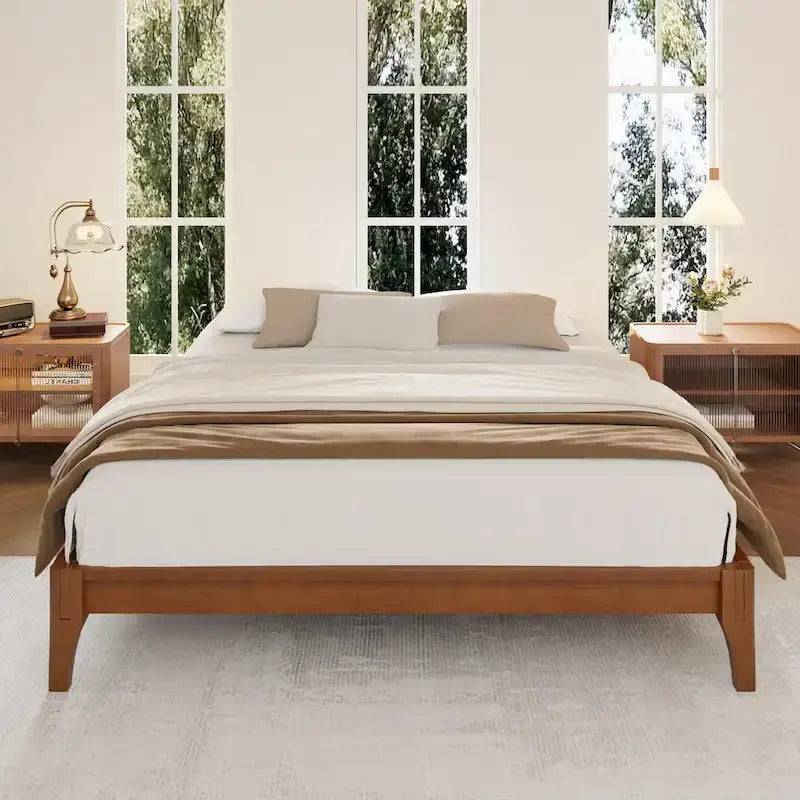 Solid Dry Bamboo Wood Platform Bed Frame by Harper&Bright Designs