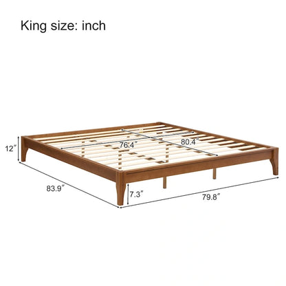 Solid Dry Bamboo Wood Platform Bed Frame by Harper&Bright Designs