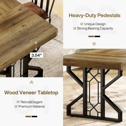 63-Inch Rectangle Dining Table for 6 People