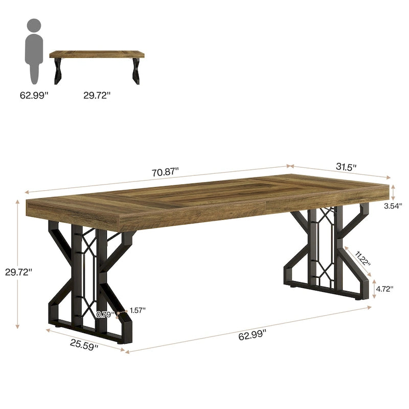 63-Inch Rectangle Dining Table for 6 People
