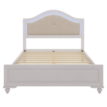 Queen LED Light Upholstered Platform Bed with Adjustable Lighting