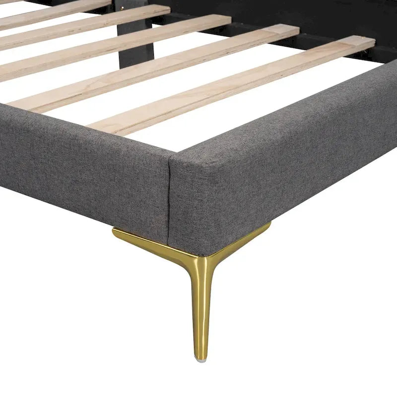 Upholstered Chaise Lounge Side Daybed with Curved Nailhead Trim Guardrail and Headboard, Platform Bed Sofa Bed Recliner Chairs