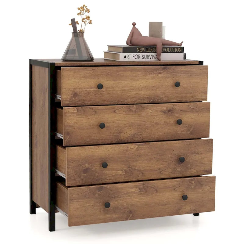 Costway 4-Drawer Dresser Modern Chest of Drawers Wooden Storage