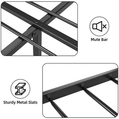 Bed Frame with Headboard, Industrial Platform Queen Bed Frame with 14 Strong Metal Slats Support