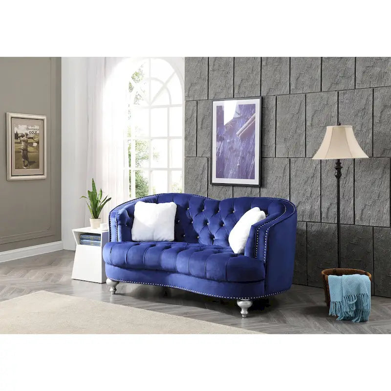 Blue Traditional Loveseat