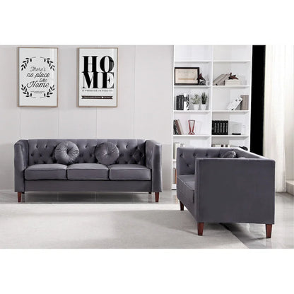 US PRIDE FURNITURE Velvet Classic Chesterfield 2 pieces Living Room Sets, Sofa and Lovesat