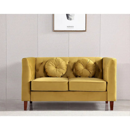 US PRIDE FURNITURE Velvet Classic Chesterfield 2 pieces Living Room Sets, Sofa and Lovesat