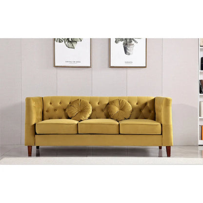 US PRIDE FURNITURE Velvet Classic Chesterfield 2 pieces Living Room Sets, Sofa and Lovesat