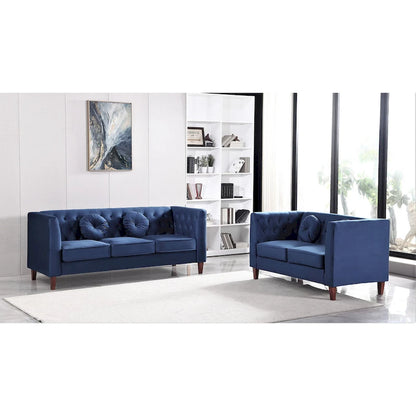 US PRIDE FURNITURE Velvet Classic Chesterfield 2 pieces Living Room Sets, Sofa and Lovesat