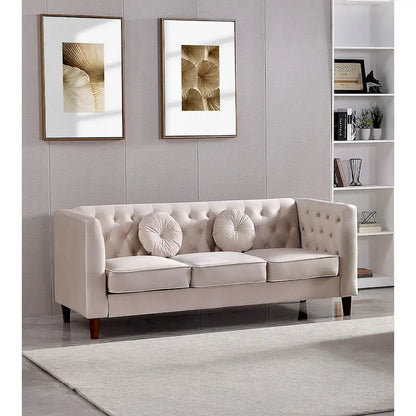 US PRIDE FURNITURE Velvet Classic Chesterfield 2 pieces Living Room Sets, Sofa and Lovesat