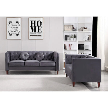 US PRIDE FURNITURE Velvet Classic Chesterfield 2 pieces Living Room Sets, Sofa and Lovesat