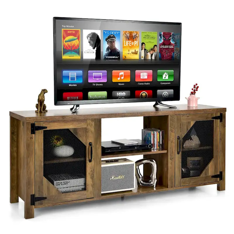 Costway TV Stand Entertainment Media Center for TVs up to 65 w/Steel - 58 x 15.5 x 24