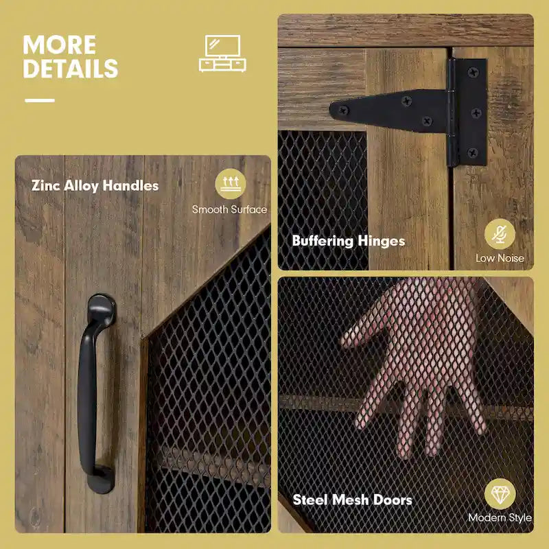 Costway TV Stand Entertainment Media Center for TVs up to 65 w/Steel - 58 x 15.5 x 24