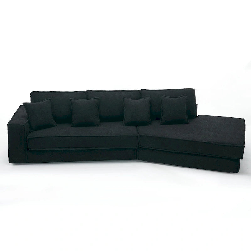 133 Lamb Velvet Convertible Sleeper Sofa with 7 Pillows (3 Back + 4 Throw), Foldable Gaming Bed Design