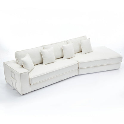 133 Lamb Velvet Convertible Sleeper Sofa with 7 Pillows (3 Back + 4 Throw), Foldable Gaming Bed Design