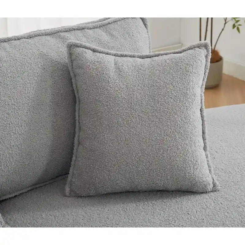 133 Lamb Velvet Convertible Sleeper Sofa with 7 Pillows (3 Back + 4 Throw), Foldable Gaming Bed Design