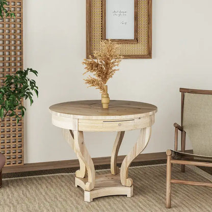 Curved Legs Farmhouse Small Size Round Dining Table End Table Side Table Coffee Table