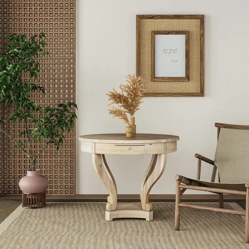 Curved Legs Farmhouse Small Size Round Dining Table End Table Side Table Coffee Table