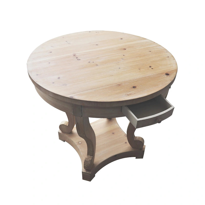 Curved Legs Farmhouse Small Size Round Dining Table End Table Side Table Coffee Table