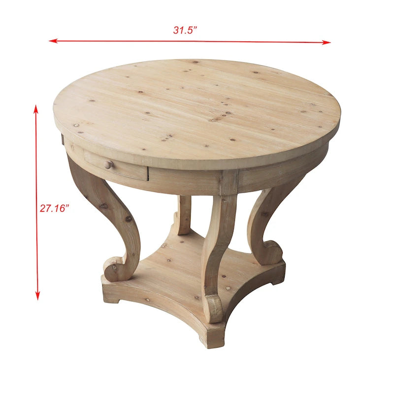 Curved Legs Farmhouse Small Size Round Dining Table End Table Side Table Coffee Table