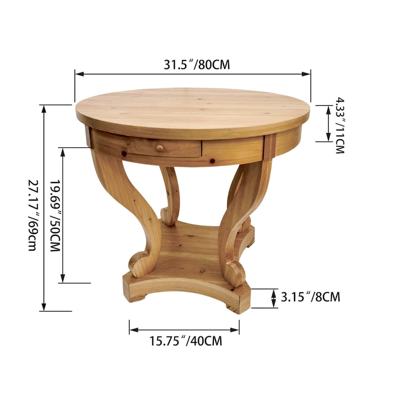 Curved Legs Farmhouse Small Size Round Dining Table End Table Side Table Coffee Table