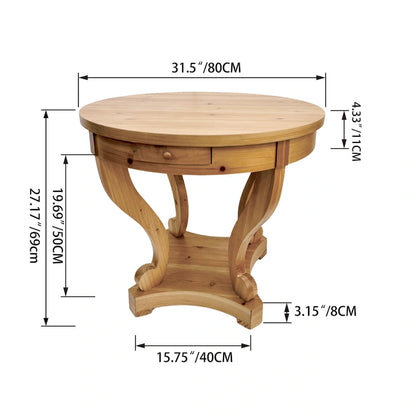 Curved Legs Farmhouse Small Size Round Dining Table End Table Side Table Coffee Table