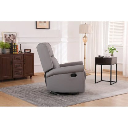 Manual Recliner Chair Fabric Swivel Armchair High Back Lounge Seating with Footrest, Adjustable Backrest and Nailhead Trim