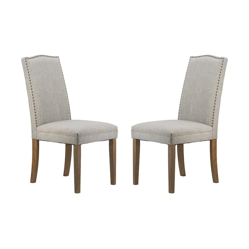 Arched Back With Nail Head Wooden Dining Chairs 39.5 Gray Brown 2Ct